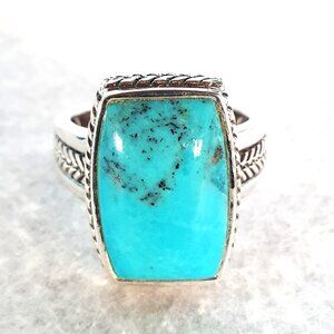 Bold Vintage BARSE 925 Sterling Silver Natural Turquoise Statement Ring